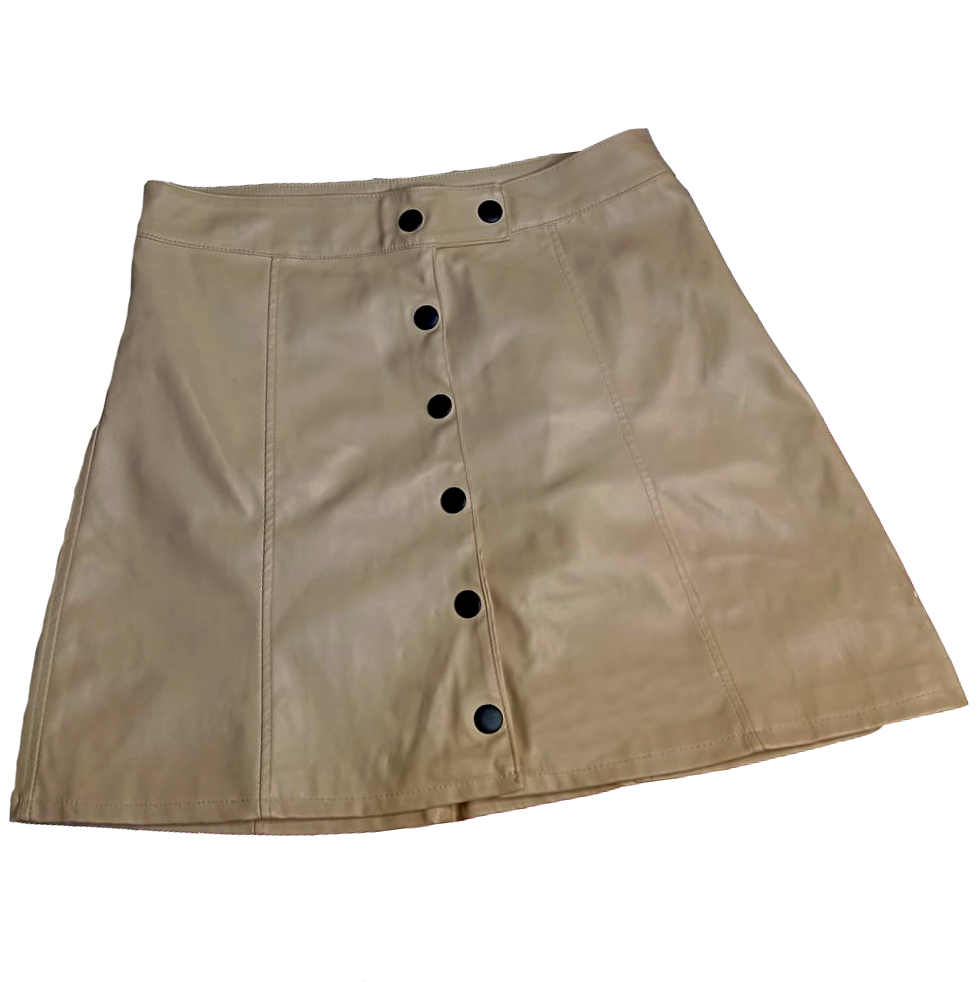 Falda de cuerina beige "Sweet Love" – (Talla S)