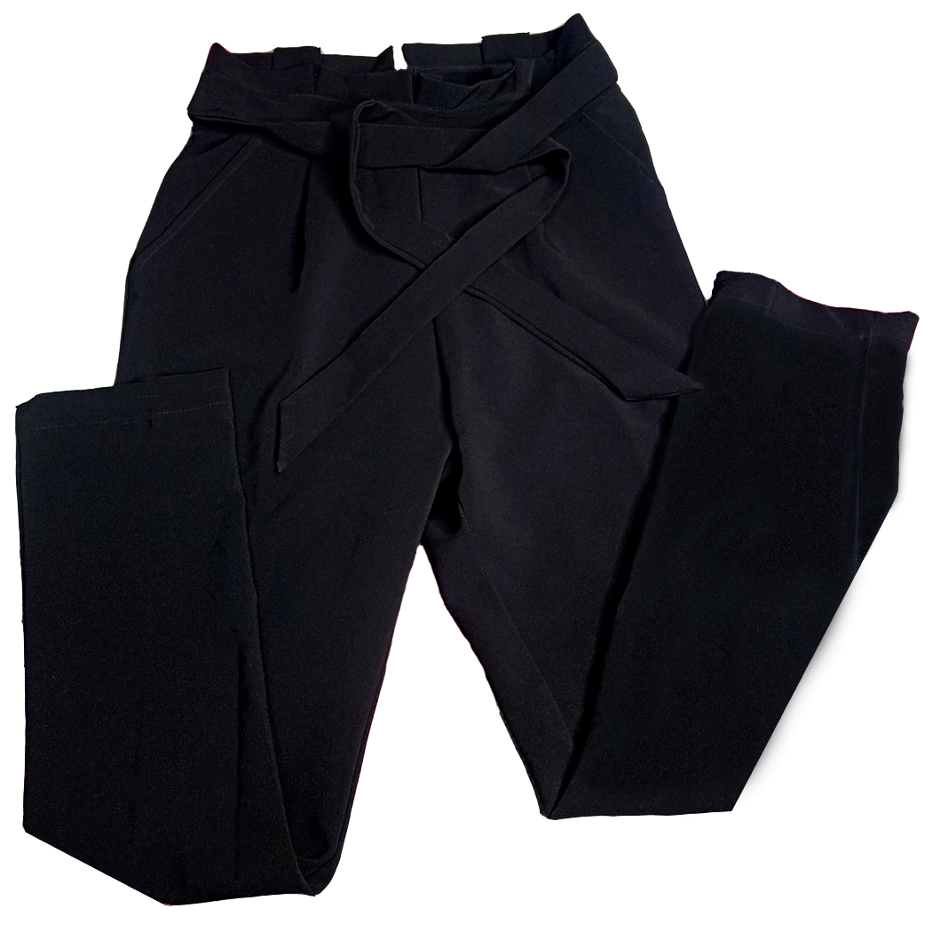 Pantalón tipo Sastre formal negro con lazo – (Talla M)