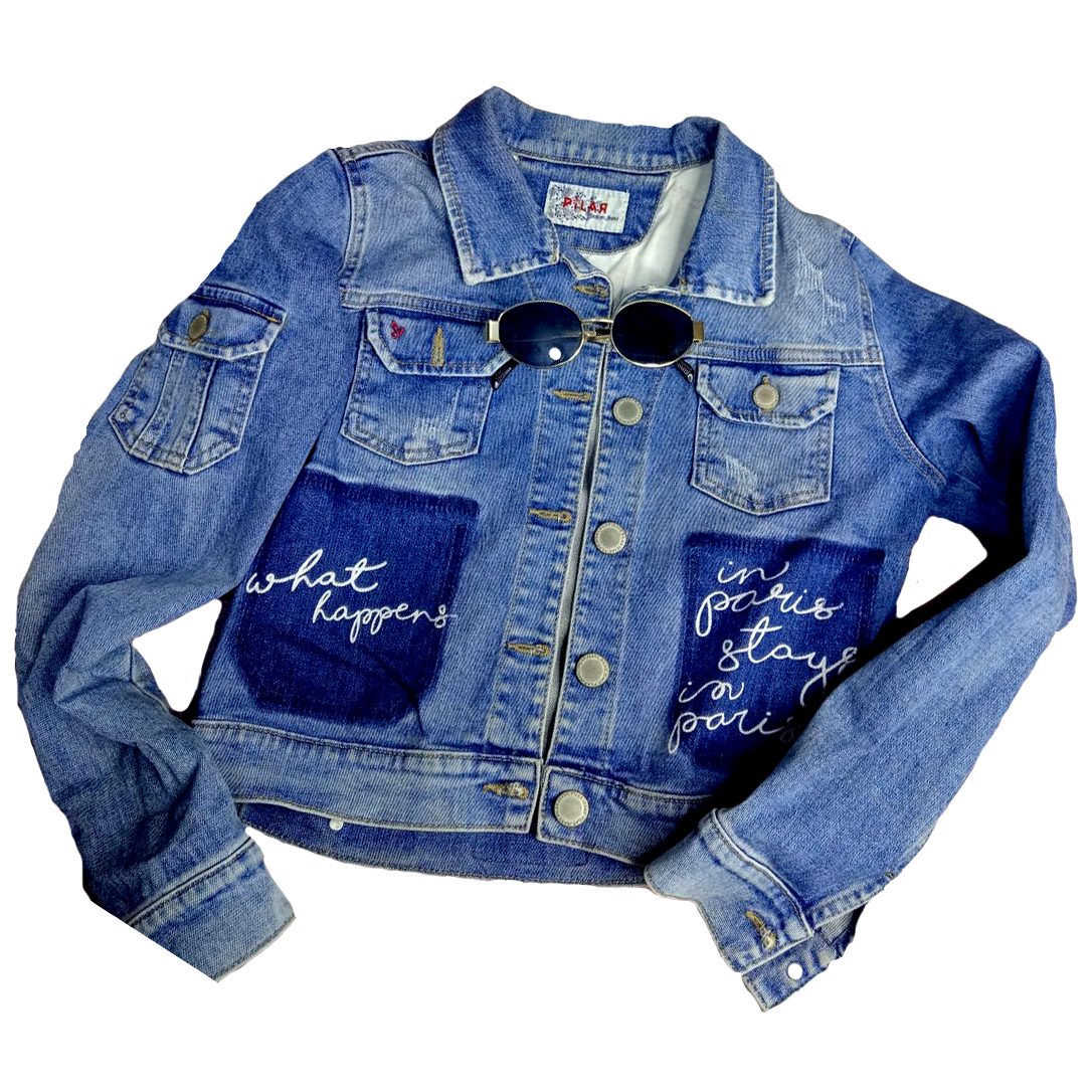 Casaca Jean "PILAR"con estampado (Talla M)