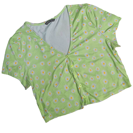 Blusa verde pastel con margaritas"SHEIN" – (Talla S)