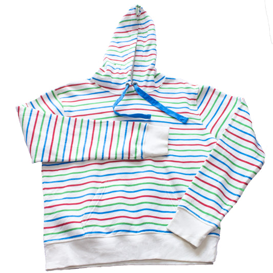 Polera"DUNES" blanca con rayas de colores – (Talla M)