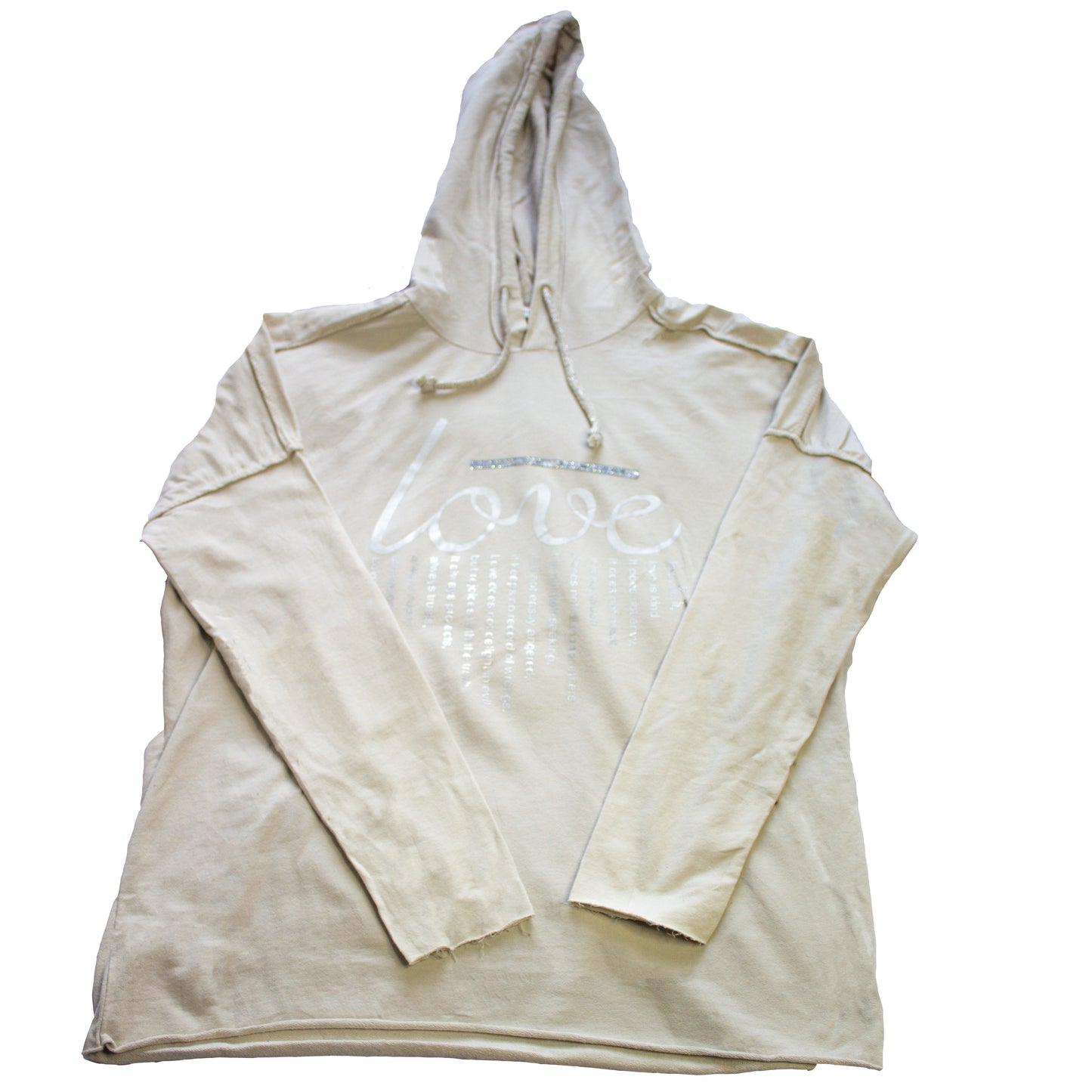 Polera Beige con Brillos Love-(Talla M)