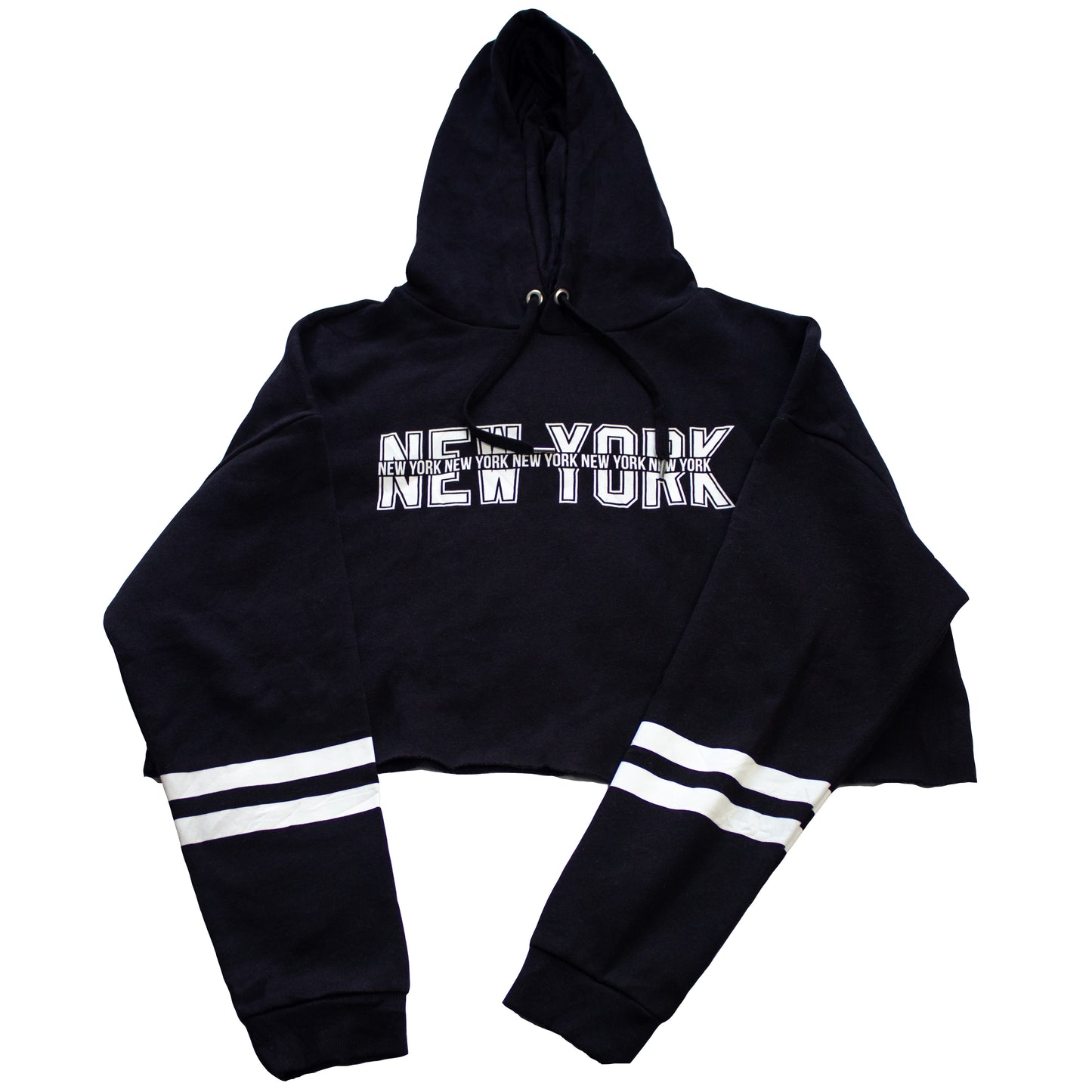 Polera crop"H&M" New York corto negro -(Talla M)